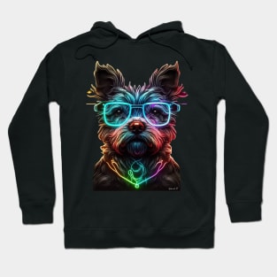 Psychedelic, colorful Dog designe whit glasses. Hoodie